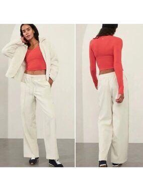 NWT Athleta Endeavor High Rise Relaxed Pants in Off White Large